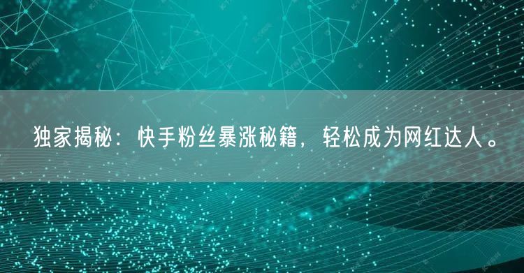 独家揭秘：快手粉丝暴涨秘籍，轻松成为网红达人。