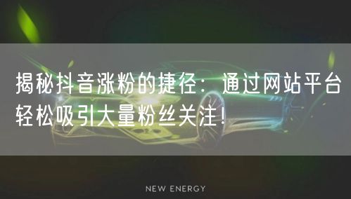 揭秘抖音涨粉的捷径：通过网站平台轻松吸引大量粉丝关注！