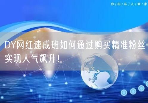DY网红速成班如何通过购买精准粉丝实现人气飙升！
