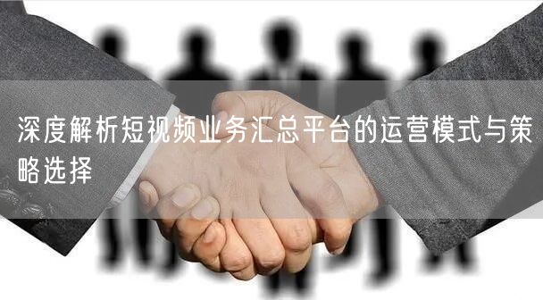 深度解析短视频业务汇总平台的运营模式与策略选择
