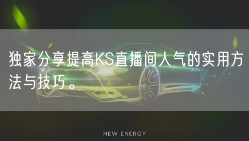 独家分享提高KS直播间人气的实用方法与技巧。