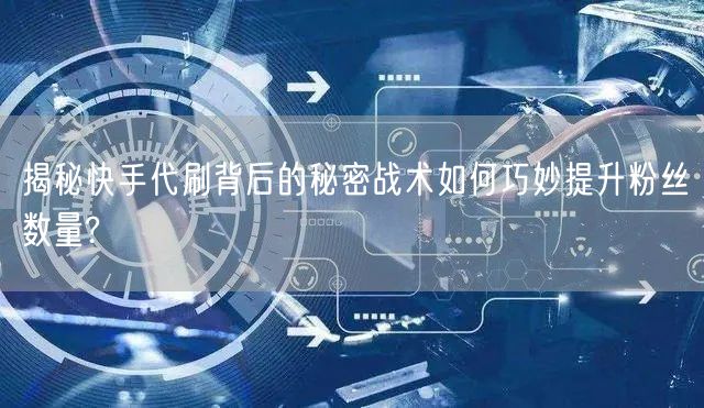 揭秘快手代刷背后的秘密战术如何巧妙提升粉丝数量?