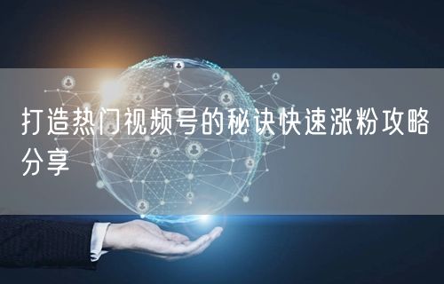 打造热门视频号的秘诀快速涨粉攻略分享